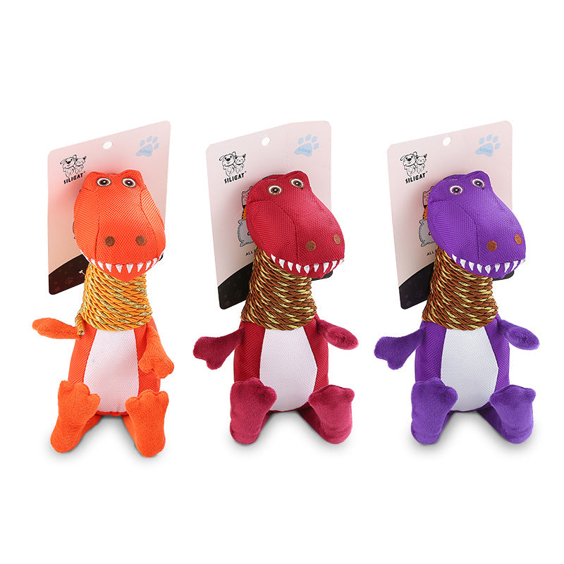 The Dino Squeaky Plush Dog Toy
