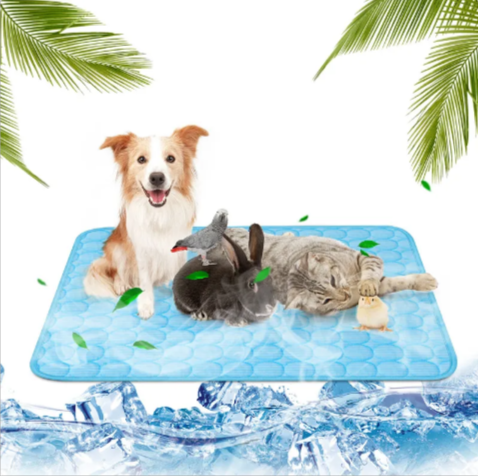 3-Layer Pet Cooling Mat for Dogs & Cats - Ice Silk Summer Cooling Pad (M/L/XL Sizes)