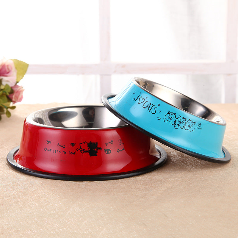 Stainless Steel Dog Bowl with Colorful Print