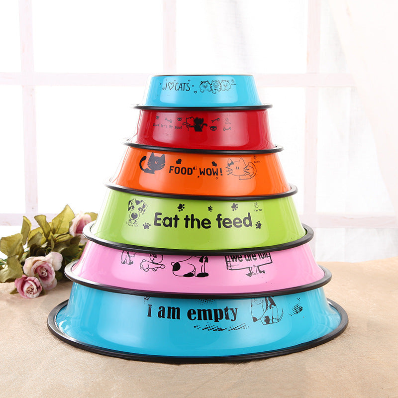 Stainless Steel Dog Bowl with Colorful Print