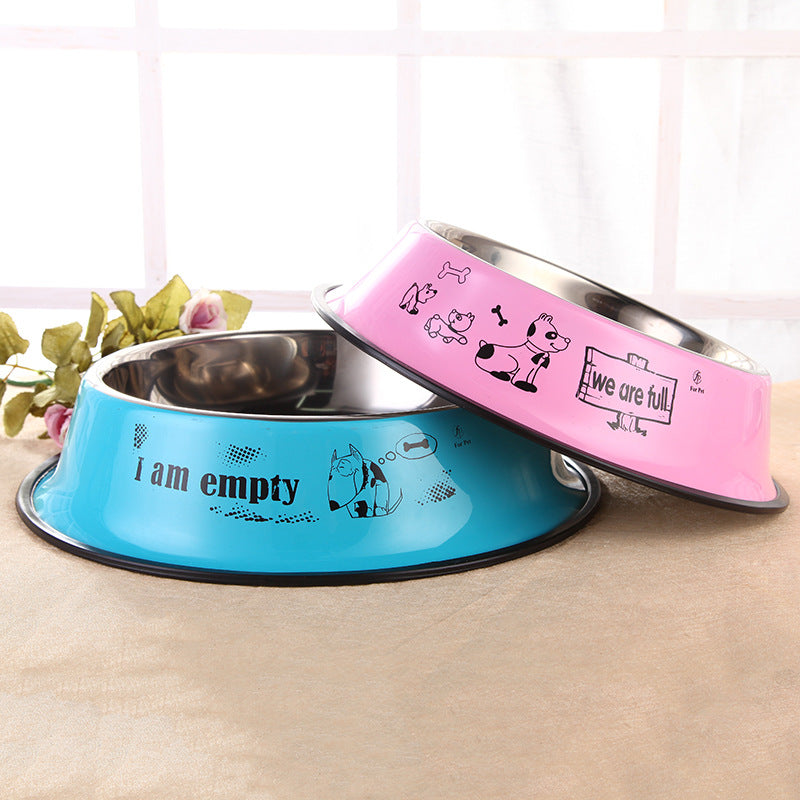 Stainless Steel Dog Bowl with Colorful Print