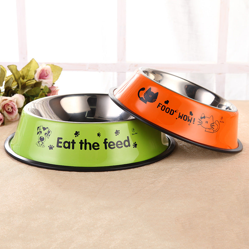 Stainless Steel Dog Bowl with Colorful Print