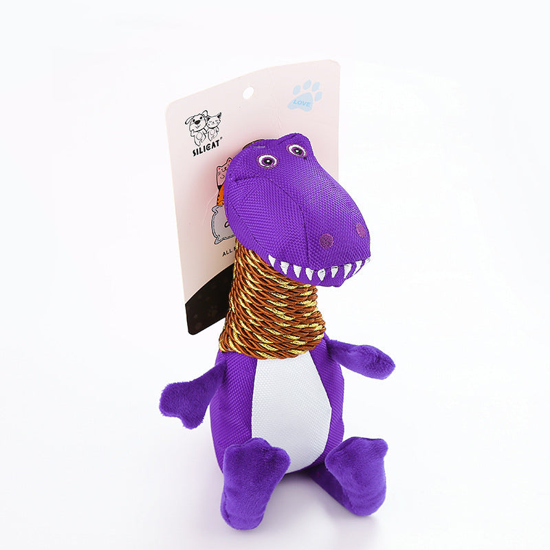 The Dino Squeaky Plush Dog Toy