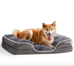 Orthopedic Memory Foam Pet Bed with Bolster - Calming Dog & Cat Bed (S/M/L/XL Sizes)